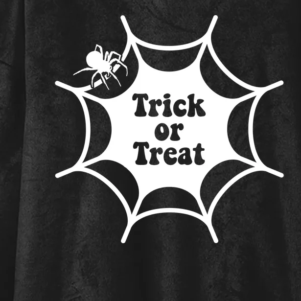 Trick Or Treat Spider Web Halloween Hooded Wearable Blanket