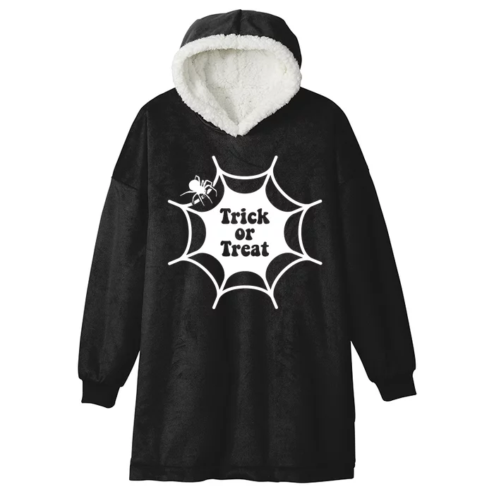 Trick Or Treat Spider Web Halloween Hooded Wearable Blanket