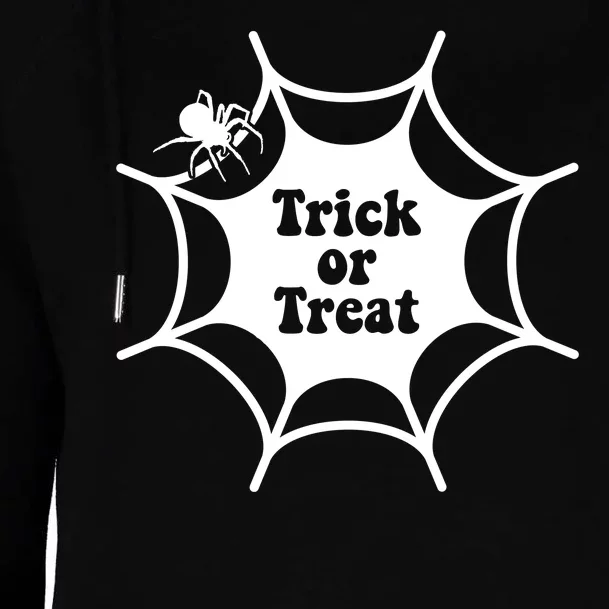 Trick Or Treat Spider Web Halloween Womens Funnel Neck Pullover Hood