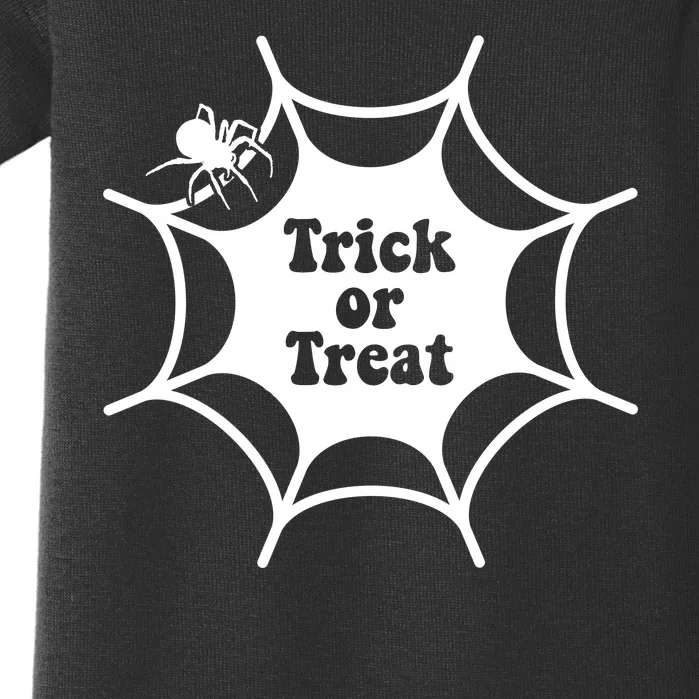 Trick Or Treat Spider Web Halloween Baby Bodysuit