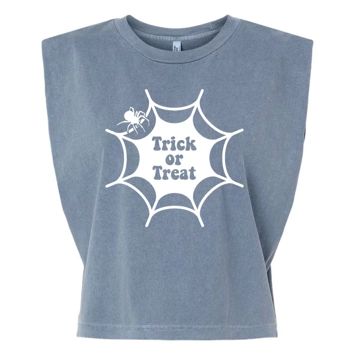 Trick Or Treat Spider Web Halloween Garment-Dyed Women's Muscle Tee