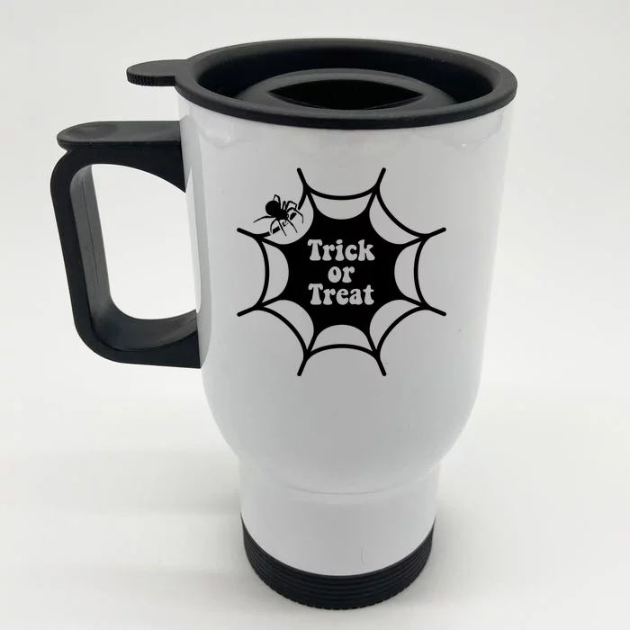 Trick Or Treat Spider Web Halloween Front & Back Stainless Steel Travel Mug