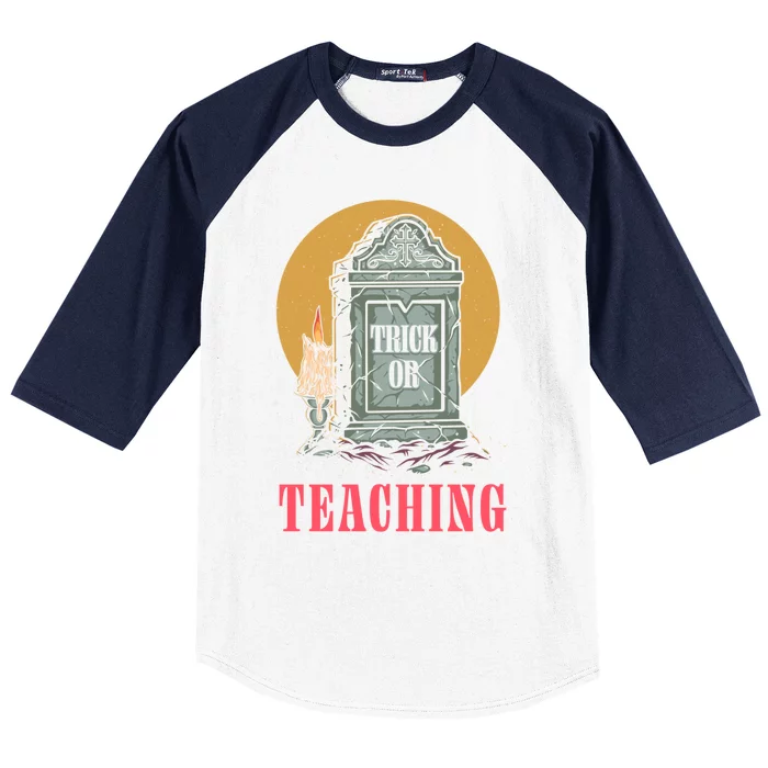 Trick Or Teaching Halloween English Teacher Scary Gift Baseball Sleeve Shirt