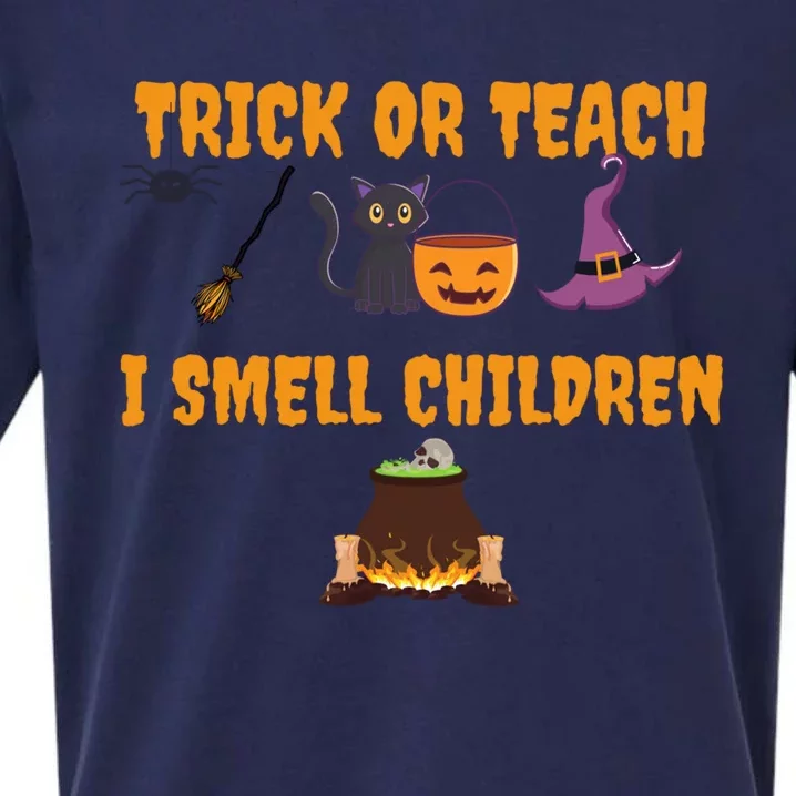 Trick Or Teach I Smell Children Funnny Halloween Teachers Cute Gift Sueded Cloud Jersey T-Shirt