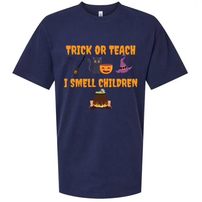 Trick Or Teach I Smell Children Funnny Halloween Teachers Cute Gift Sueded Cloud Jersey T-Shirt