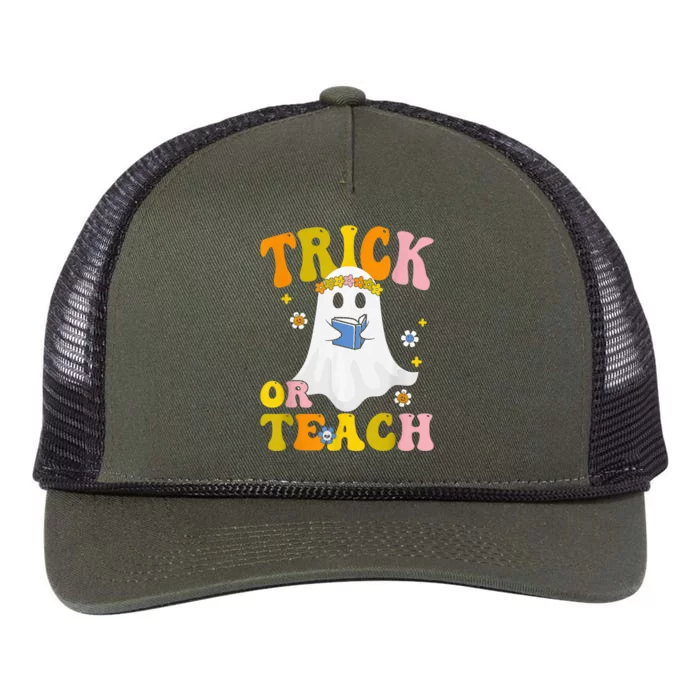 Trick Or Teach Funny Teacher Halloween Costume Teacher Retro Rope Trucker Hat Cap