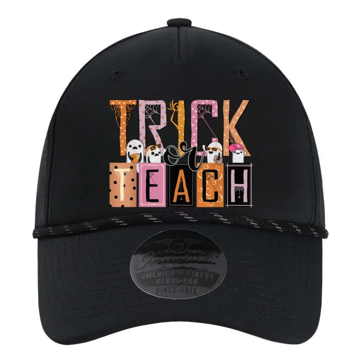 Trick or Teach Floral Groovy Halloween Teacher Retro Ghost Performance The Dyno Cap