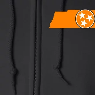 Tennessee Orange Tristar Flag State Full Zip Hoodie