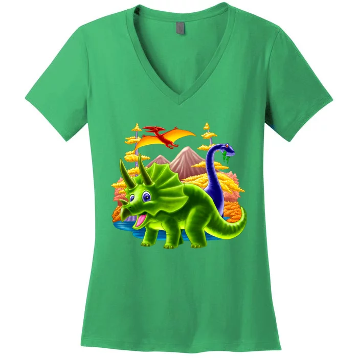 Triceratops & Others Women's V-Neck T-Shirt