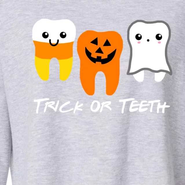 Trick Or Teeth Cute Dental Halloween Hygienist Dentist Rdh Gift Cropped Pullover Crew