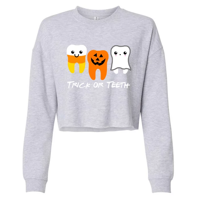 Trick Or Teeth Cute Dental Halloween Hygienist Dentist Rdh Gift Cropped Pullover Crew