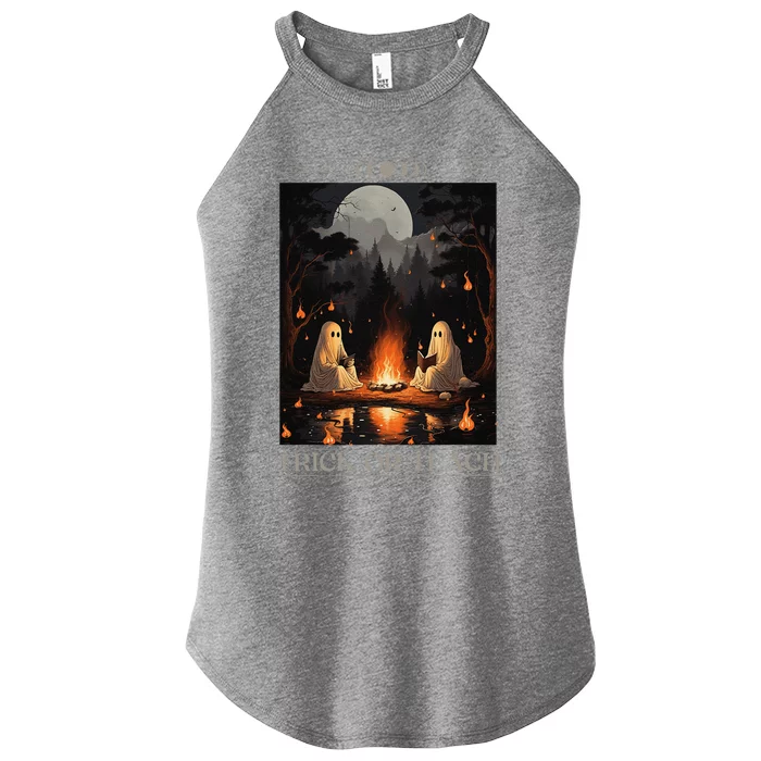 Trick Or Teach Ghost Books Reading Tarot Teachers Halloween Women’s Perfect Tri Rocker Tank