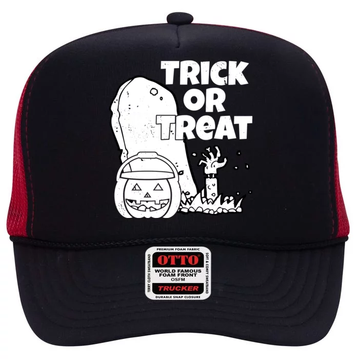 Trick Or Treat Halloween Spooky Graveyard High Crown Mesh Trucker Hat