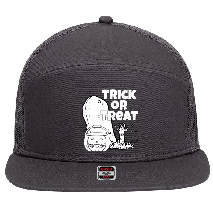 Trick Or Treat Halloween Spooky Graveyard 7 Panel Mesh Trucker Snapback Hat