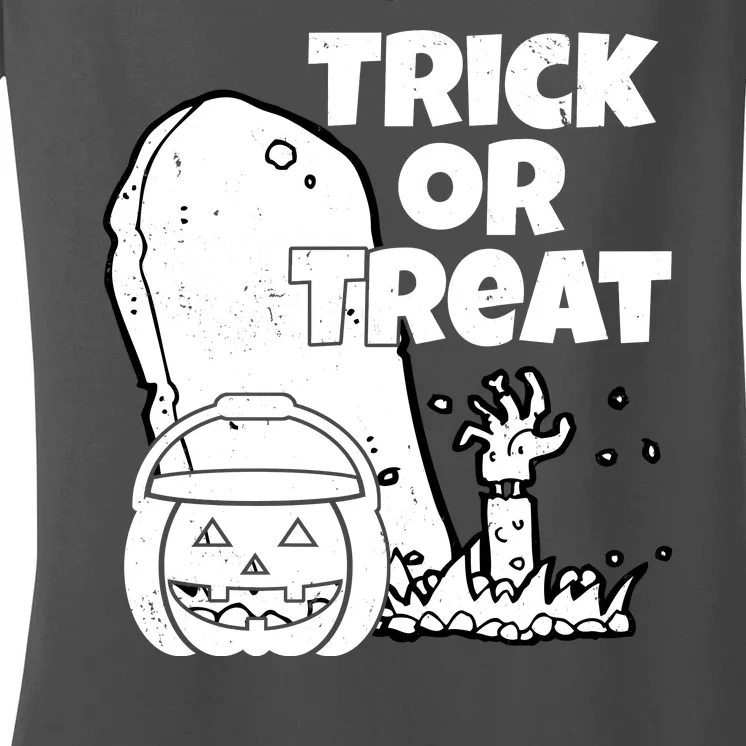 Trick Or Treat Halloween Spooky Graveyard Women's V-Neck T-Shirt