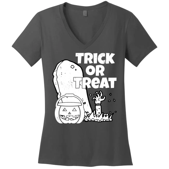 Trick Or Treat Halloween Spooky Graveyard Women's V-Neck T-Shirt