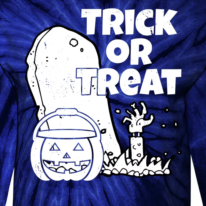 Trick Or Treat Halloween Spooky Graveyard Tie-Dye Long Sleeve Shirt