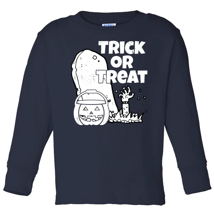 Trick Or Treat Halloween Spooky Graveyard Toddler Long Sleeve Shirt