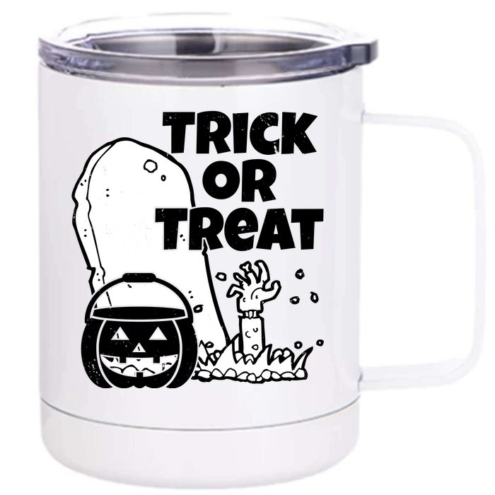 Trick Or Treat Halloween Spooky Graveyard Front & Back 12oz Stainless Steel Tumbler Cup