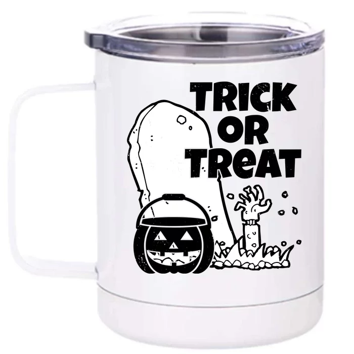 Trick Or Treat Halloween Spooky Graveyard Front & Back 12oz Stainless Steel Tumbler Cup