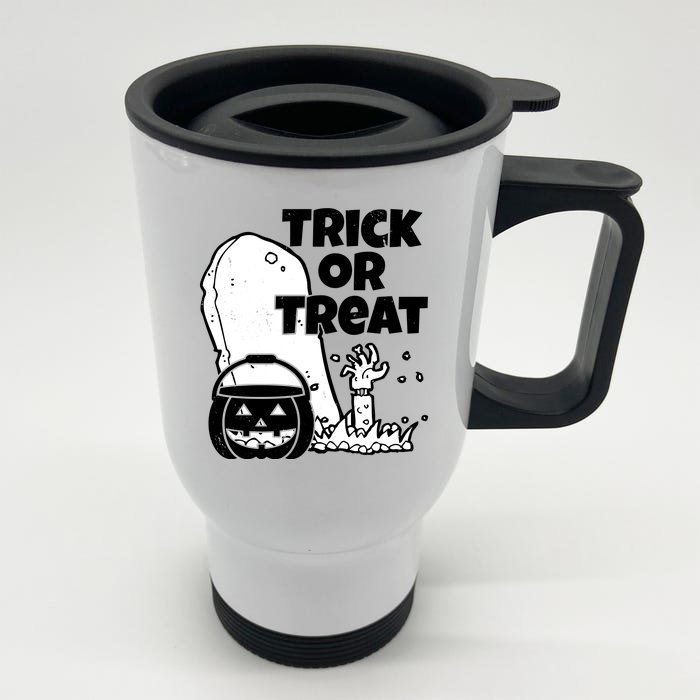 Trick Or Treat Halloween Spooky Graveyard Front & Back Stainless Steel Travel Mug