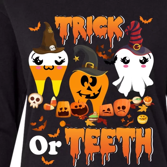 Trick Or Teeth Cute Witch Teeth Dental Dentist Halloween Gift Womens Cotton Relaxed Long Sleeve T-Shirt