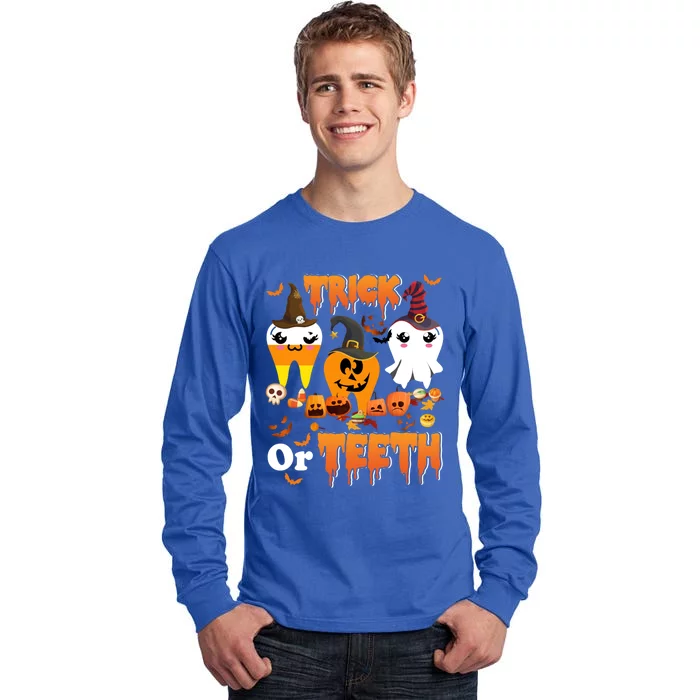 Trick Or Teeth Cute Witch Teeth Dental Dentist Halloween Gift Tall Long Sleeve T-Shirt