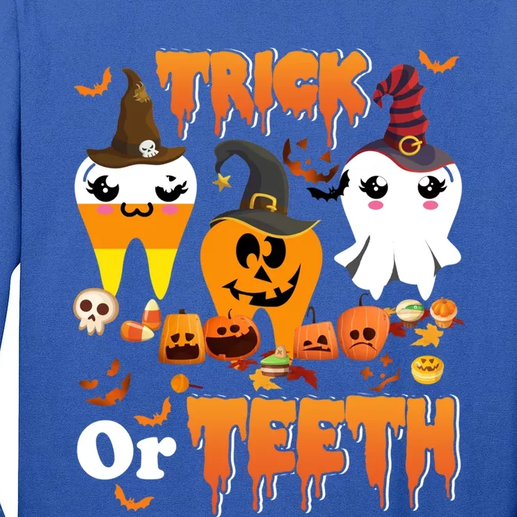 Trick Or Teeth Cute Witch Teeth Dental Dentist Halloween Gift Tall Long Sleeve T-Shirt