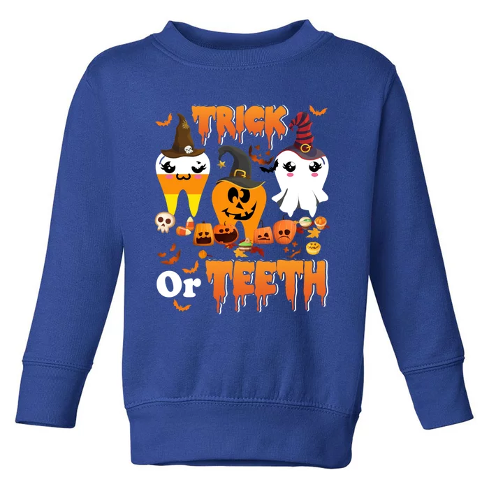 Trick Or Teeth Cute Witch Teeth Dental Dentist Halloween Gift Toddler Sweatshirt