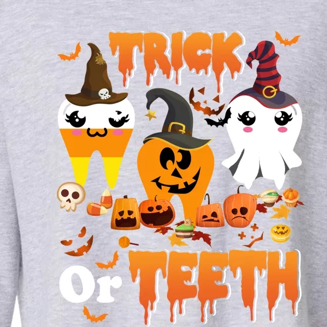 Trick Or Teeth Cute Witch Teeth Dental Dentist Halloween Gift Cropped Pullover Crew