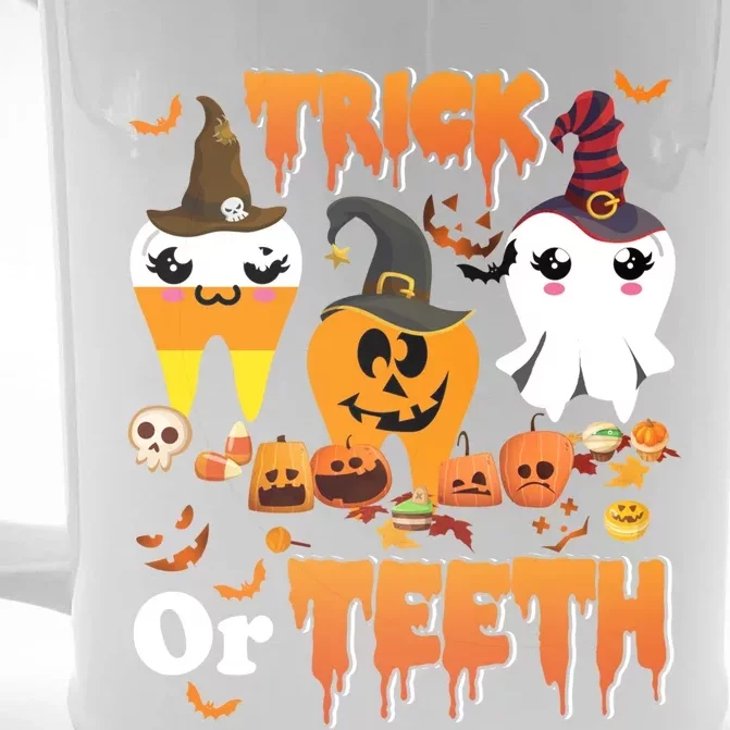 Trick Or Teeth Cute Witch Teeth Dental Dentist Halloween Gift Front & Back Beer Stein