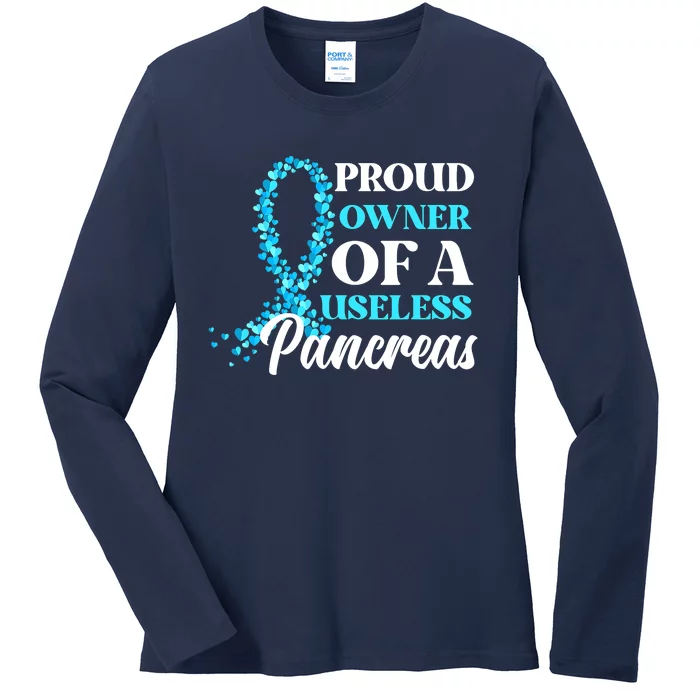 T1D Owner Type 1 Diabetes Awareness Gift Ladies Long Sleeve Shirt