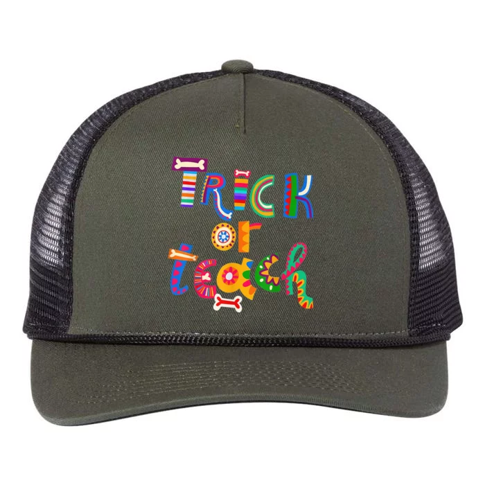 Trick Or Teach Funny Teacher Halloween Costume Wo Retro Rope Trucker Hat Cap