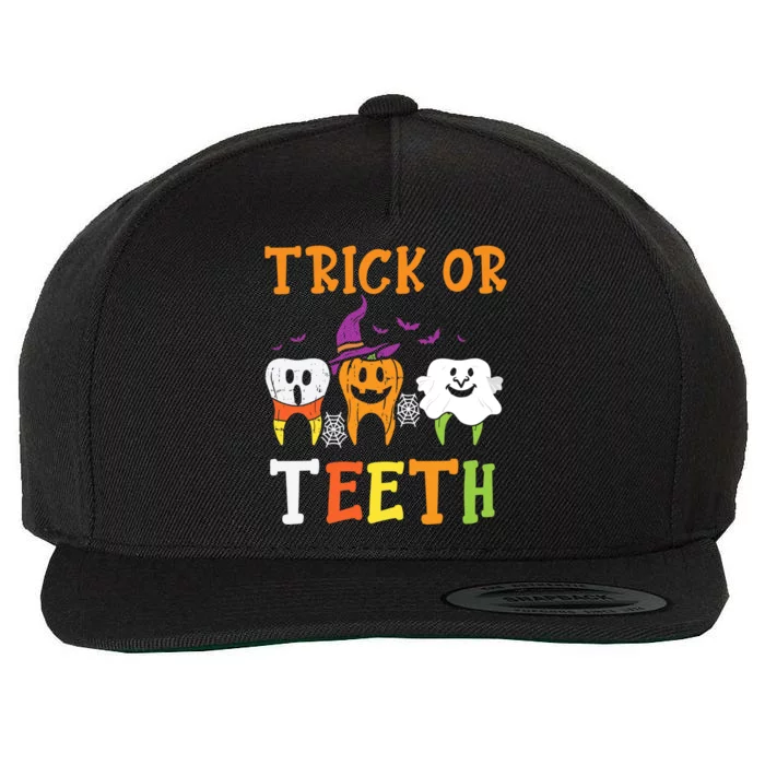 Trick Or Teeth Dental Halloween Treat Dentist Gift Wool Snapback Cap