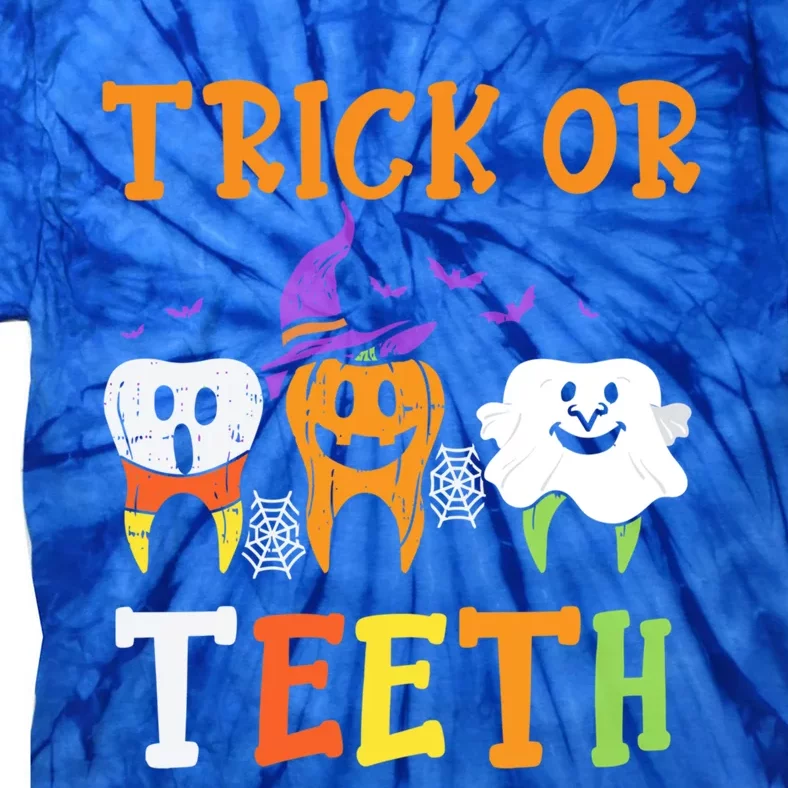 Trick Or Teeth Dental Halloween Treat Dentist Gift Tie-Dye T-Shirt