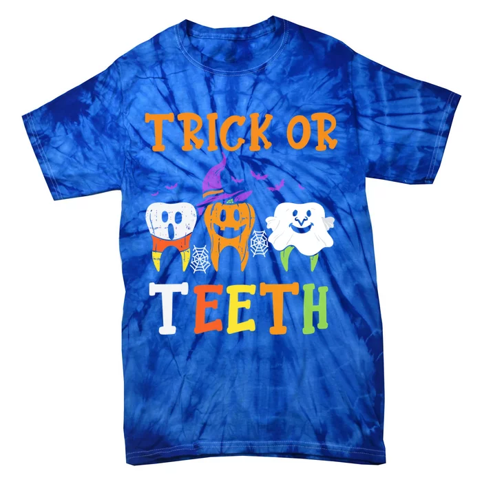 Trick Or Teeth Dental Halloween Treat Dentist Gift Tie-Dye T-Shirt