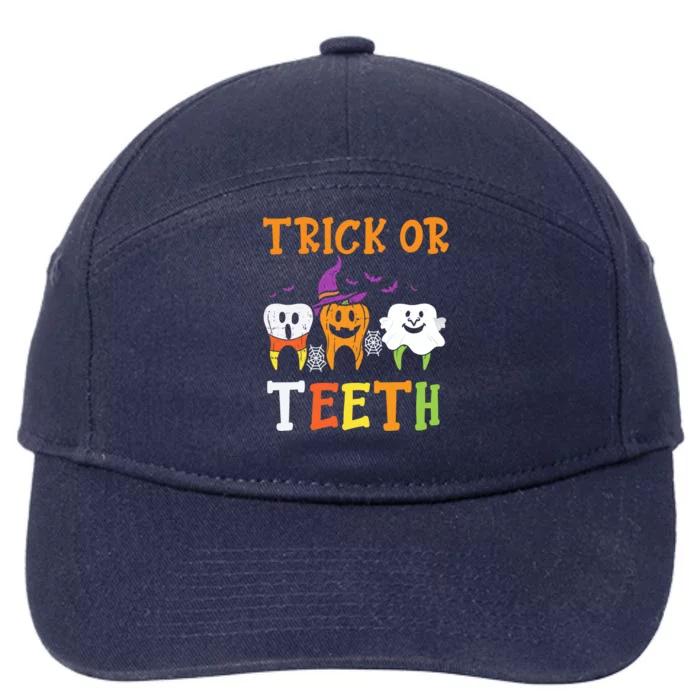 Trick Or Teeth Dental Halloween Treat Dentist Gift 7-Panel Snapback Hat