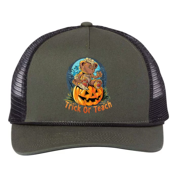 Trick or Teach Funny Halloween for Teachers Retro Rope Trucker Hat Cap