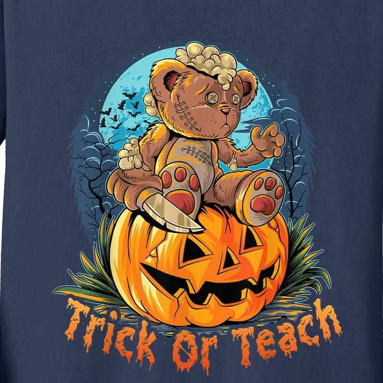 Trick or Teach Funny Halloween for Teachers Kids Long Sleeve Shirt