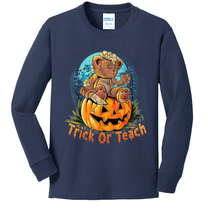 Trick or Teach Funny Halloween for Teachers Kids Long Sleeve Shirt