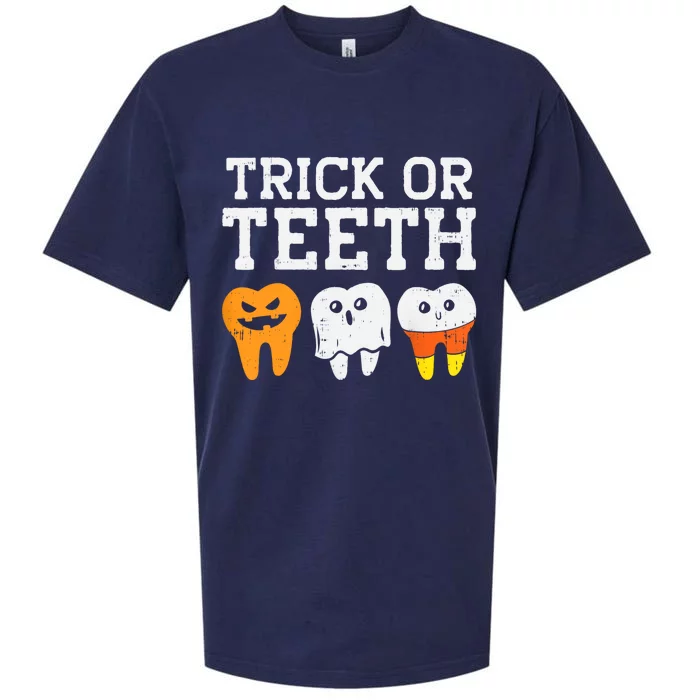 Trick Or Teeth Funny Dental Halloween Treat Dentist Gift Sueded Cloud Jersey T-Shirt