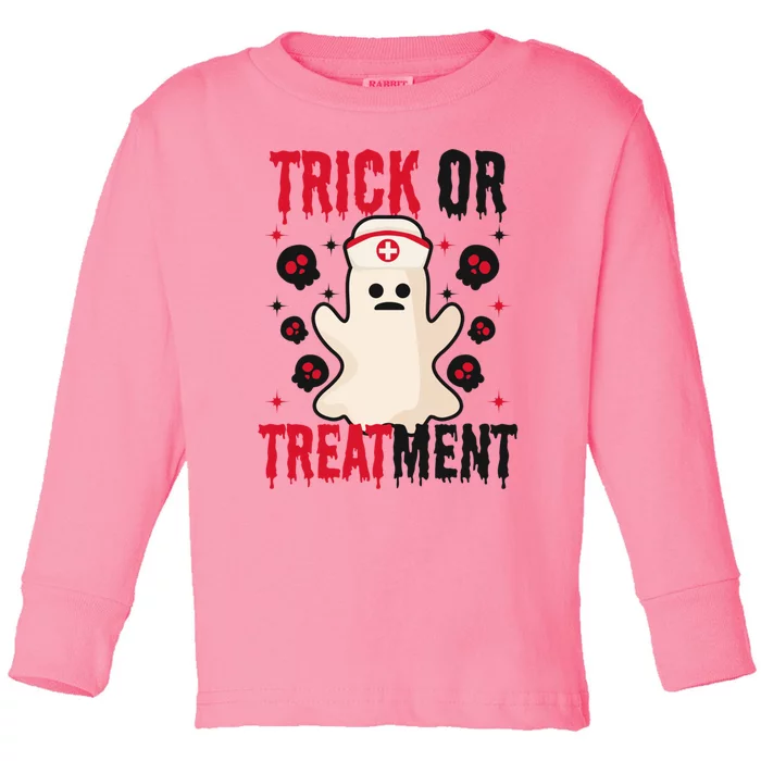 Trick Or Treatt Design Halloween Nurse Great Gift Toddler Long Sleeve Shirt