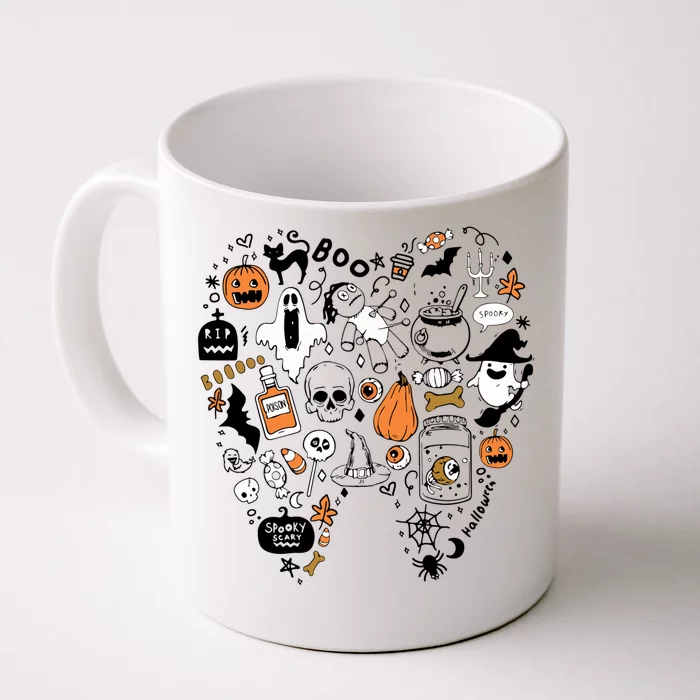 Trick Or Teeth Dental Squad Funny Dentist Halloween Costumes Gift Front & Back Coffee Mug