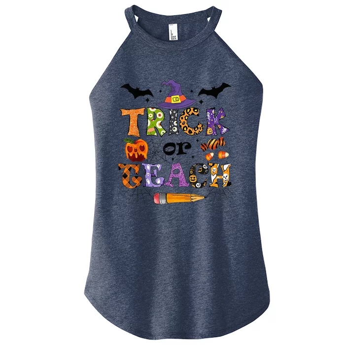 Trick Or Teach Funny Teacher Halloween Costume  Wo Women’s Perfect Tri Rocker Tank