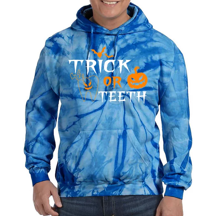 Trick Or Teeth Dentist Hygienist Halloween Costume Gift Tie Dye Hoodie