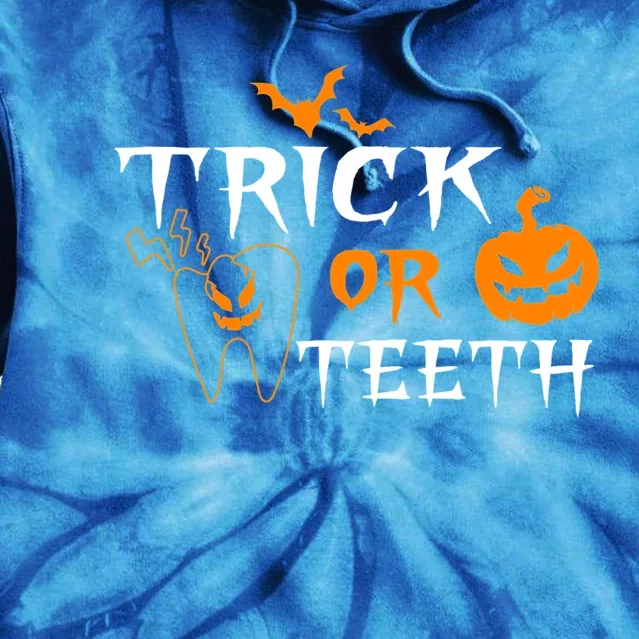 Trick Or Teeth Dentist Hygienist Halloween Costume Gift Tie Dye Hoodie