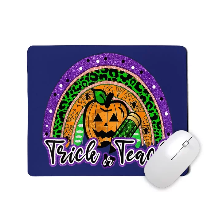 Trick Or Teach Funny Teacher Halloween Rainbow Pumpkin Mousepad