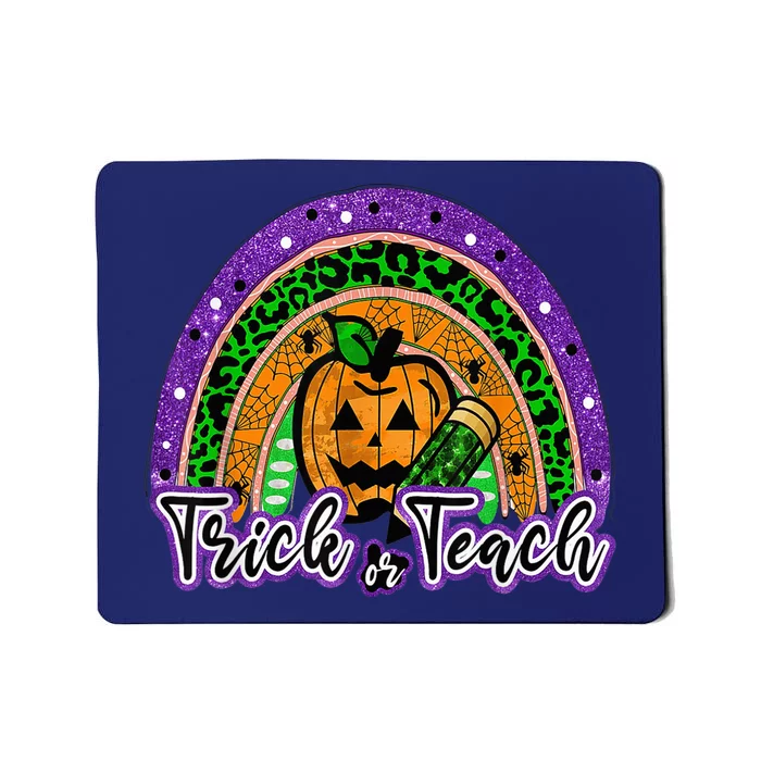 Trick Or Teach Funny Teacher Halloween Rainbow Pumpkin Mousepad