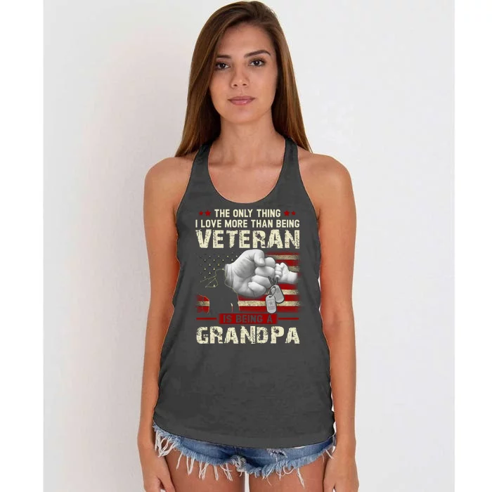 The Only Thing I Love More Than Being A Veteran Grandpa Women's Knotted Racerback Tank