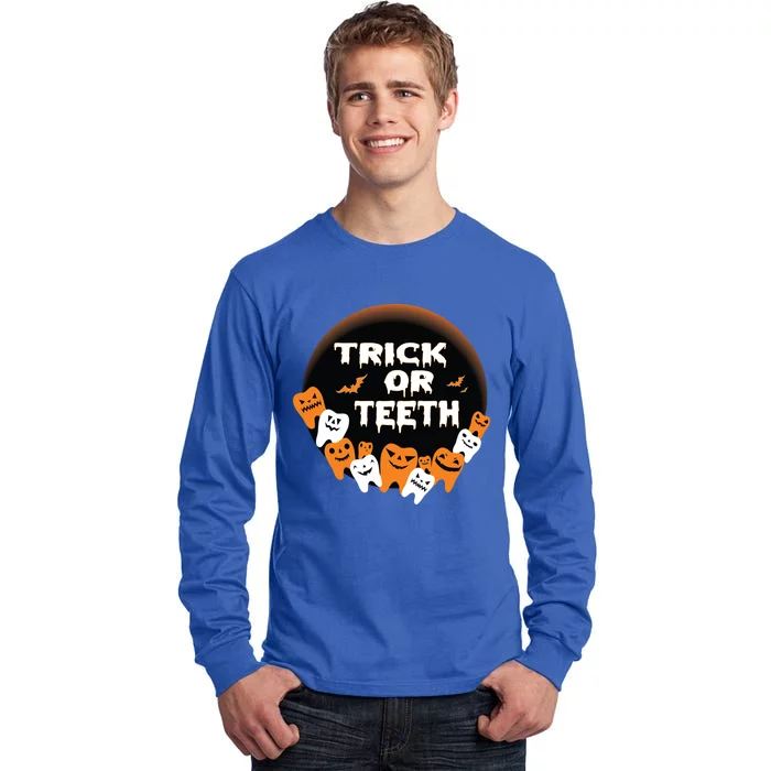 Trick Or Teeth Dentist Hygienist Halloween Costume Gift Tall Long Sleeve T-Shirt